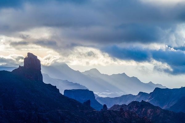 Spain-Canary Islands-Gran Canaria Island-Tejeda-mountain landscape with Roque Bentayga